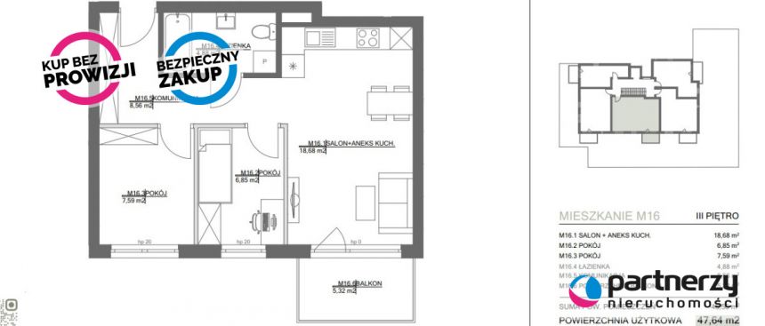 Gdynia Leszczynki, 592 493 zł, 47.64 m2, z parkingiem podziemnym miniaturka 6