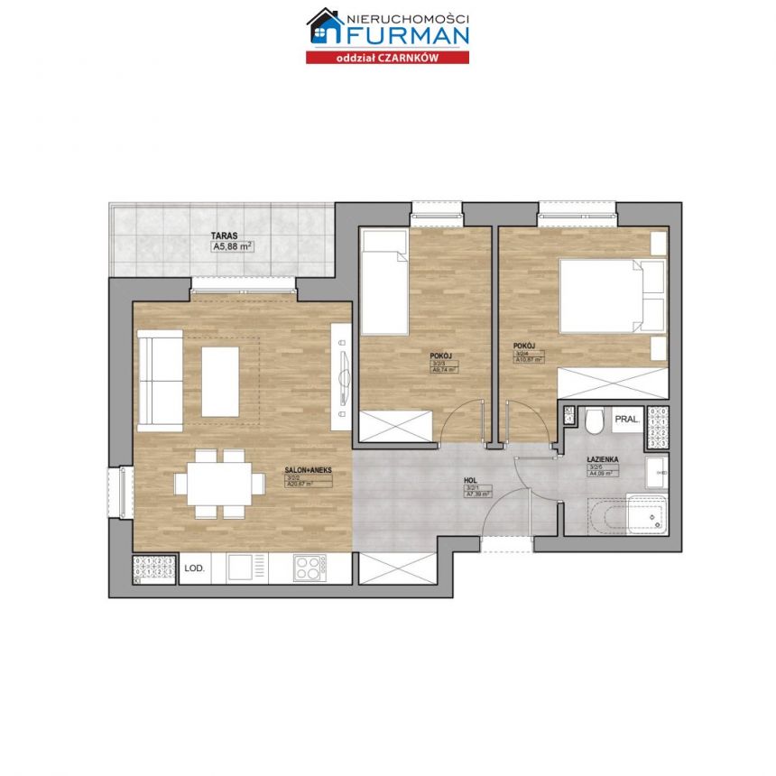 Trzcianka, 399 000 zł, 52.75 m2, z balkonem miniaturka 2