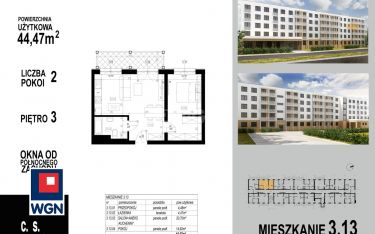 Głogów, 320 184 zł, 44.47 m2, pietro 3