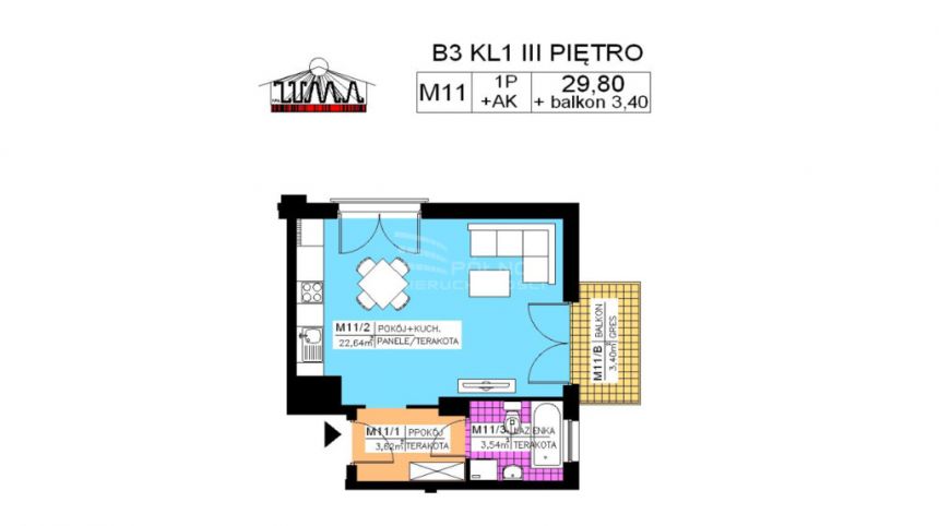 Kielce, 280 120 zł, 29.8 m2, pietro 3, 4 miniaturka 1