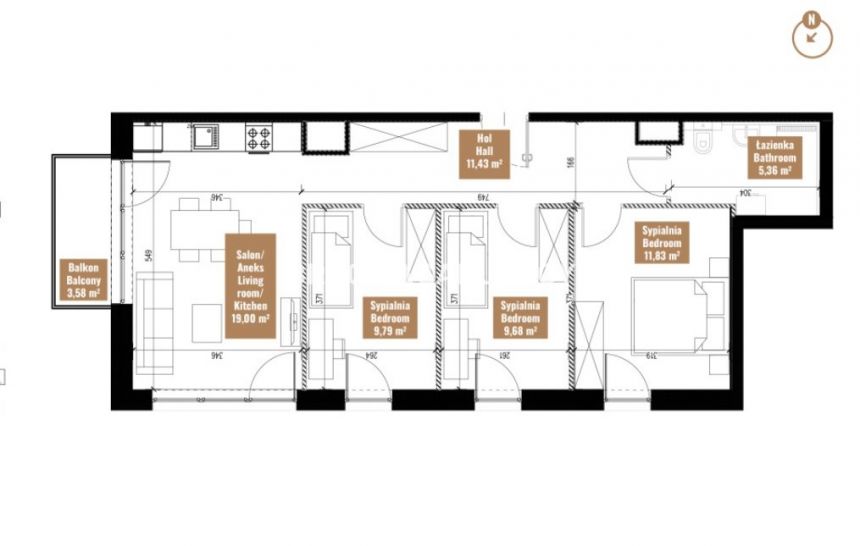 Kraków Zabłocie, 1 224 465 zł, 67.65 m2, M4 miniaturka 3