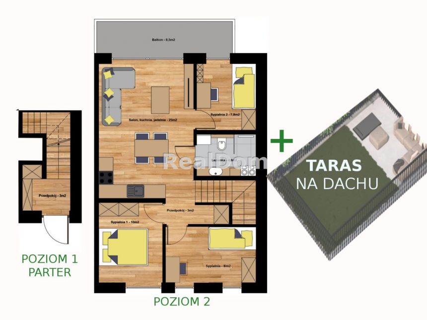 Mieszkanie 3-pok z tarasem Dębniki Kraków miniaturka 2