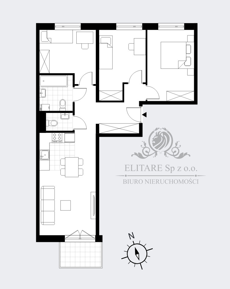 Mieszknie 4pok, 70,21m2 z balkonem Krzyki, Brochów, Wrocław miniaturka 6