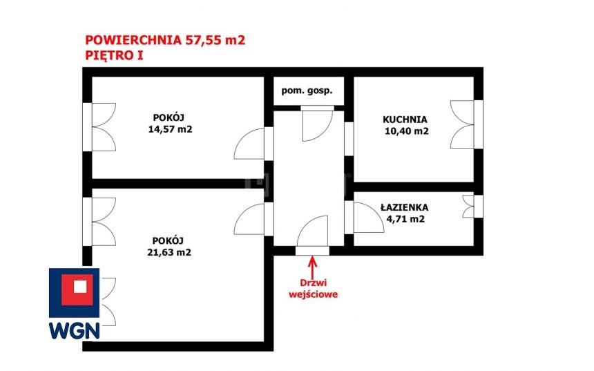 Legnica, 360 000 zł, 57.55 m2, pietro 1 miniaturka 2