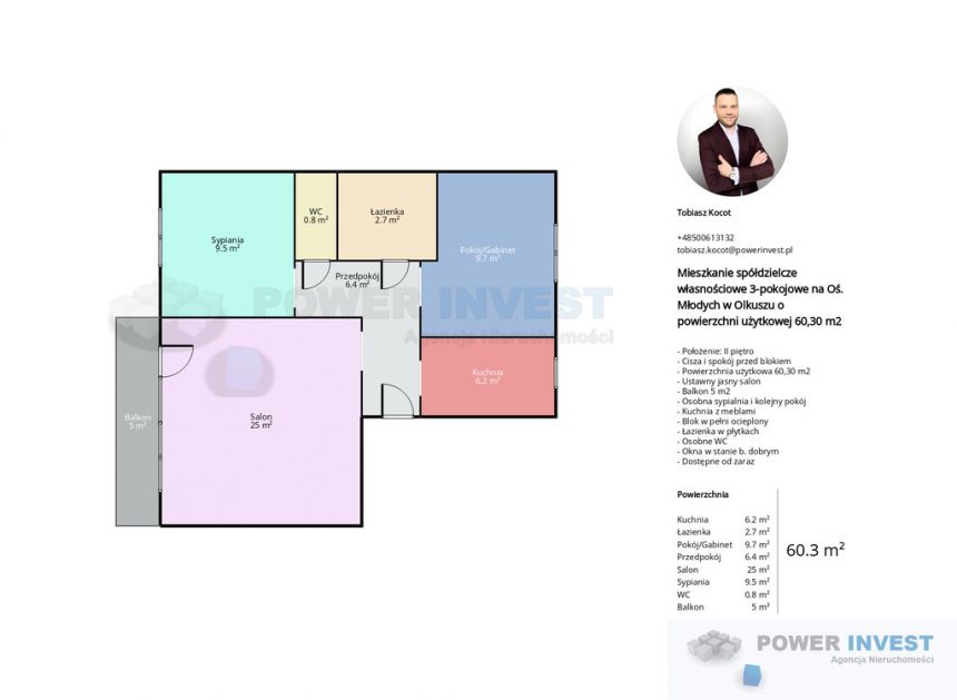 Klimatyczne mieszkanie 3 pokoje obok parku 60,30m2 miniaturka 2