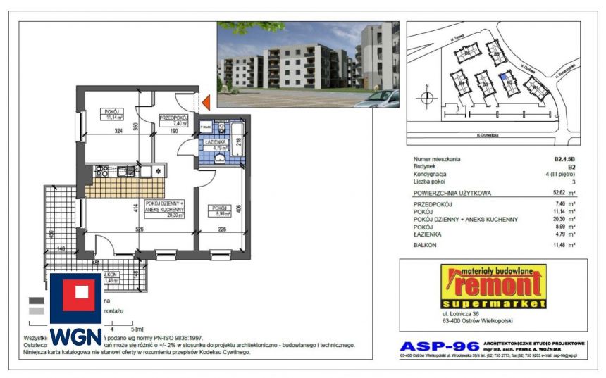 Ostrów Wielkopolski Wenecja, 484 104 zł, 52.62 m2, pietro 3/4 miniaturka 7