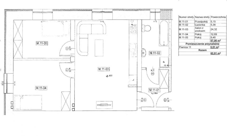 Mieszkanie 57 m2, Centrum, 3 pokoje miniaturka 9