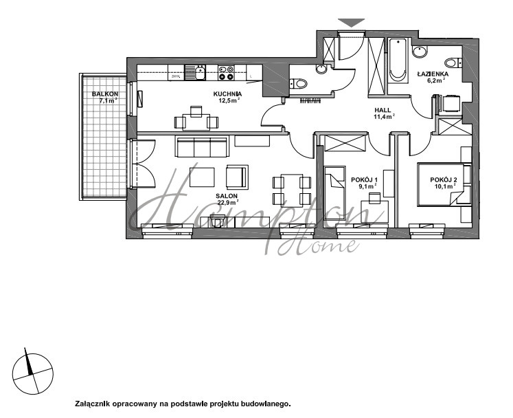 Warszawa Górny Mokotów, 1 390 000 zł, 74.5 m2, pietro 2/7 miniaturka 14
