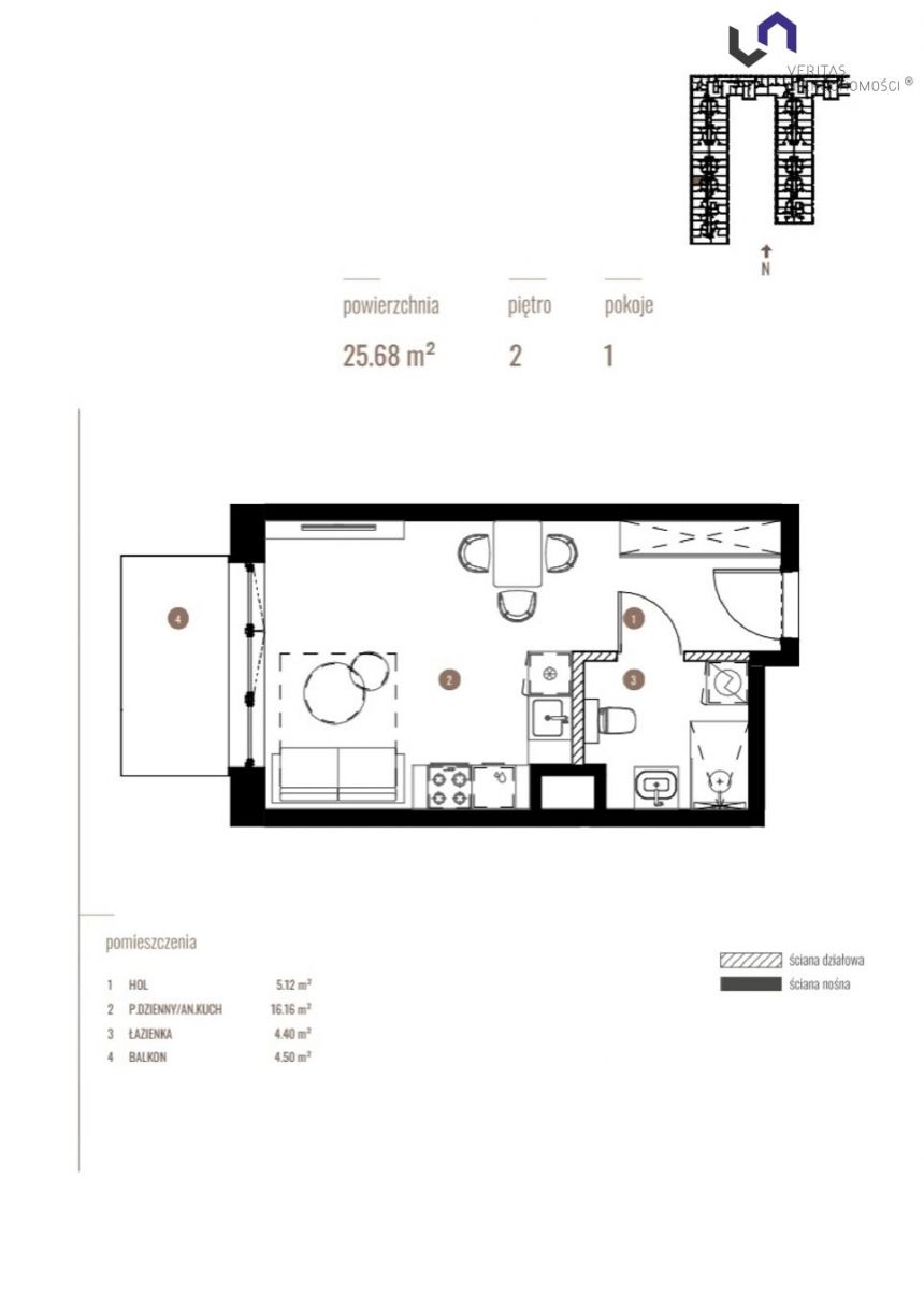 Katowice Dolina Trzech Stawów, 326 136 zł, 25.68 m2, umeblowane miniaturka 2