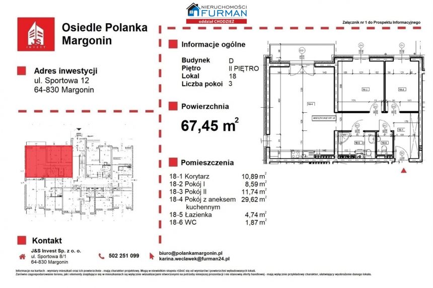 Na sprzedaż mieszkanie 3 pokojowe Margonin miniaturka 6