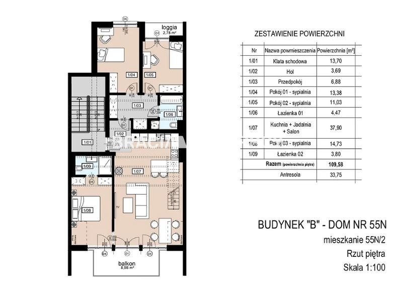 Kraków Mogiła, 1 109 980 zł, 95.88 m2, aneks kuchenny połączony z salonem miniaturka 26