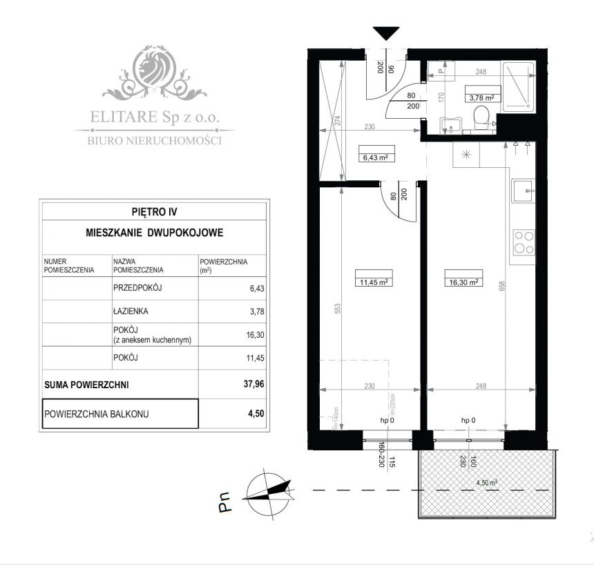 Mieszkanie 37,96m2, 2pokojowe z balkonem/ Wrocław Psie Pole Poświętne miniaturka 3