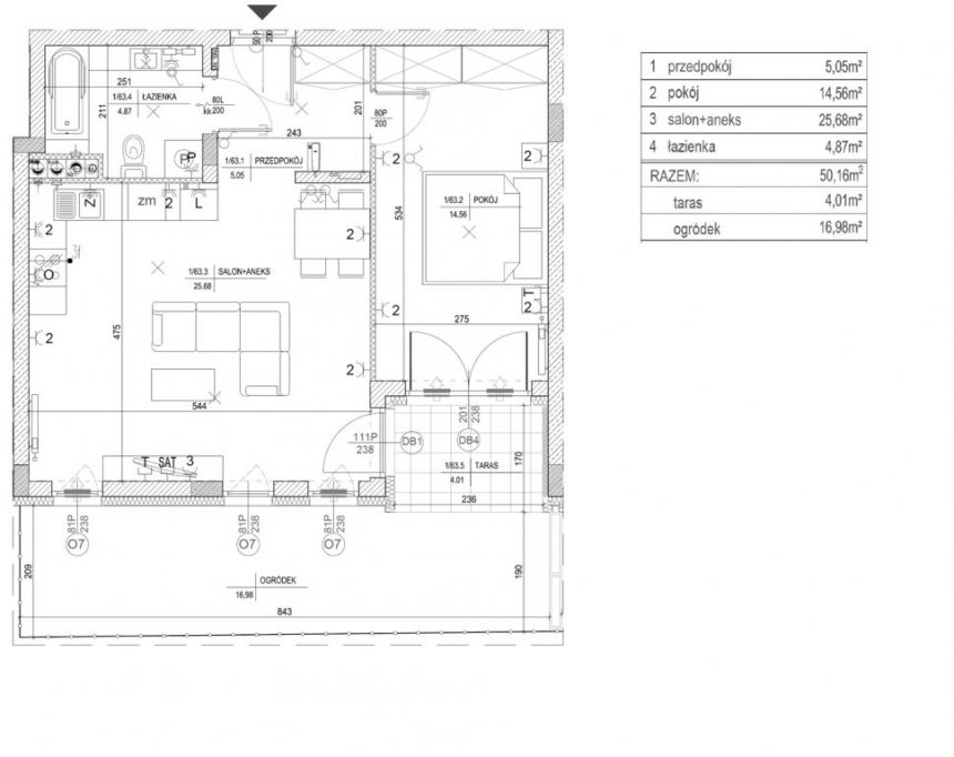 Mieszkania 50,16 m2, 2 pokoje, Centrum miniaturka 5