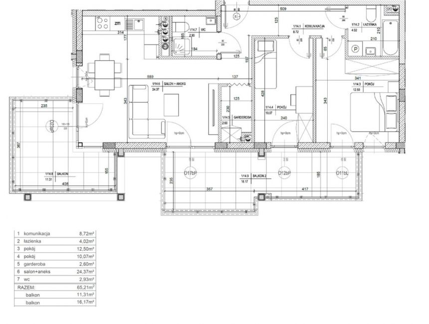 Mieszkanie 65,21 m2, Szydłówek, 3 pokoje miniaturka 6
