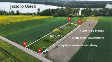 Działka z WZ nad jeziorem Osiek,Ługi
