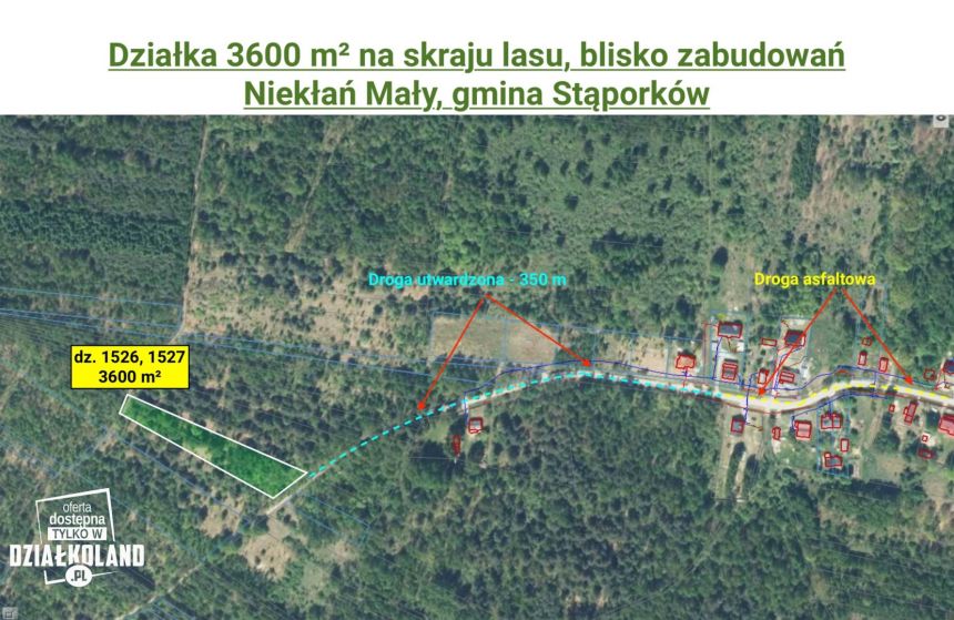 Działka 3600 m² obrzeża wsi, Niekłań Mały miniaturka 2