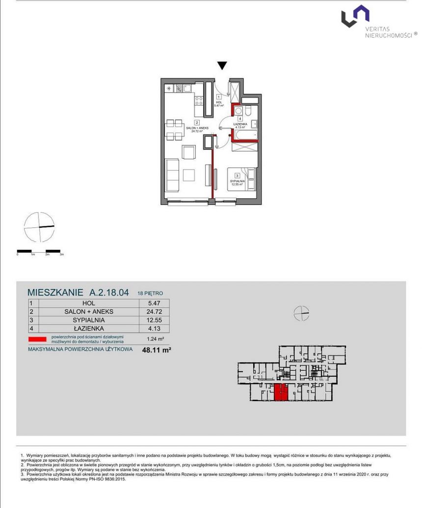 Katowice Koszutka, 639 683 zł, 48.11 m2, pietro 18 miniaturka 2