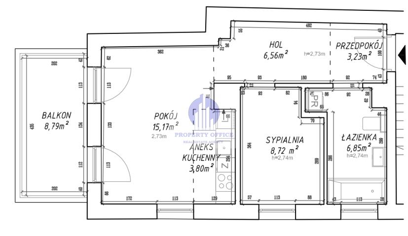 Śródmieście: mieszkanie 44,33 m2; 2 pokoje miniaturka 2