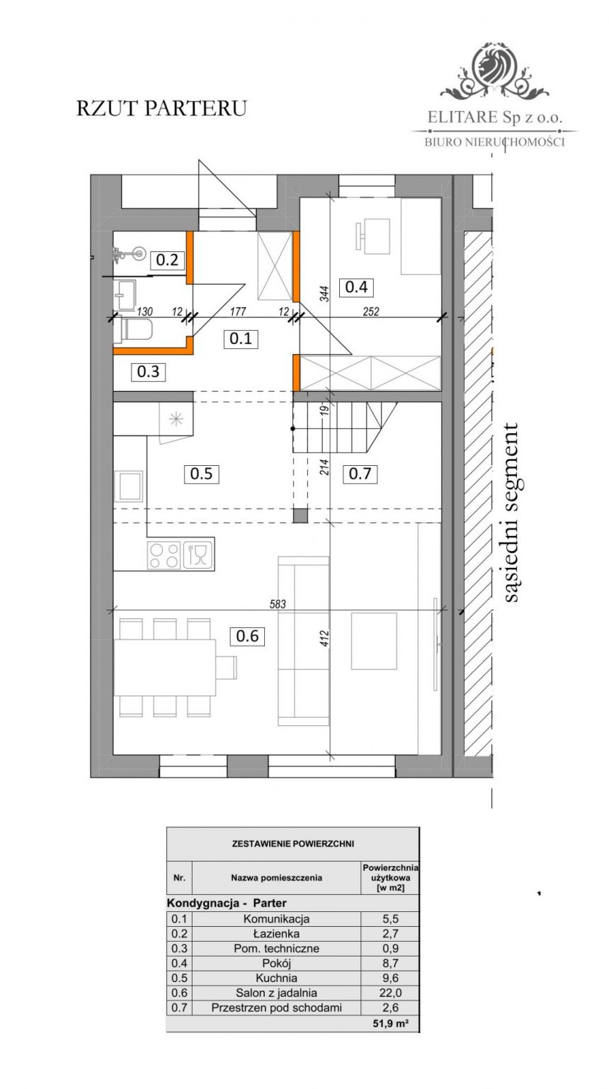 DOM szereg środkowy 102,50m2 z działką 322m2m2, Iwiny Siechnice miniaturka 2