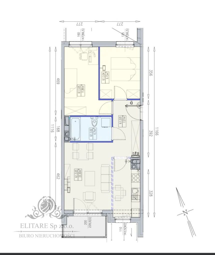 REZERWACJA.Mieszkanie 3 pok.55,86m2/ dwustronne/ Krzyki Partynice Wrocław miniaturka 5