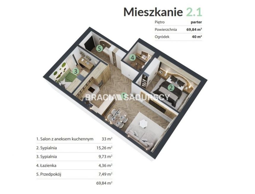 3 pok + ogródek 9tys/m2 Śledziejowice koło Krakowa miniaturka 25