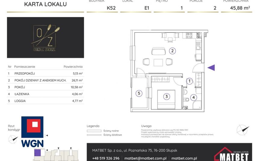 Koszalin, 344 100 zł, 45.88 m2, do wykończenia miniaturka 2