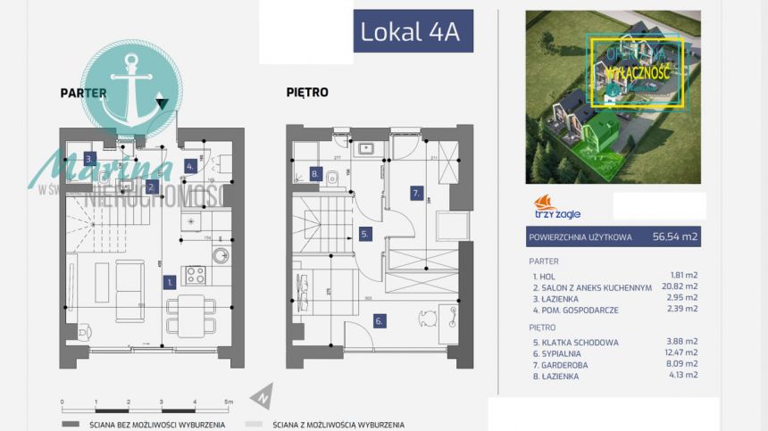 Jastrzębia Góra, 623 000 zł, 56 m2, segment skrajny miniaturka 3