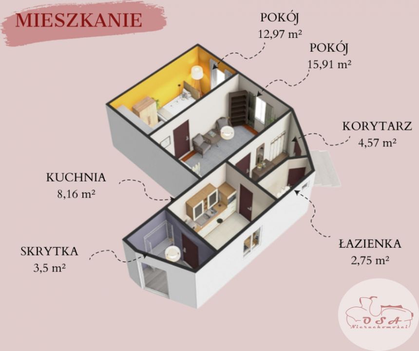 Mieszkanie 47,86 m2 ogródek garaż piwnica Mosina miniaturka 12