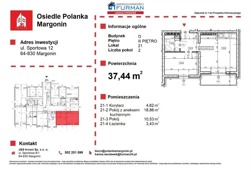 Na sprzedaż mieszkanie 2 pokojowe Margonin miniaturka 6