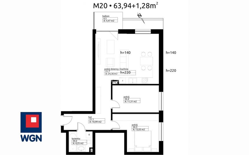 Wieluń, 510 881 zł, 63.94 m2, oddzielna kuchnia miniaturka 4