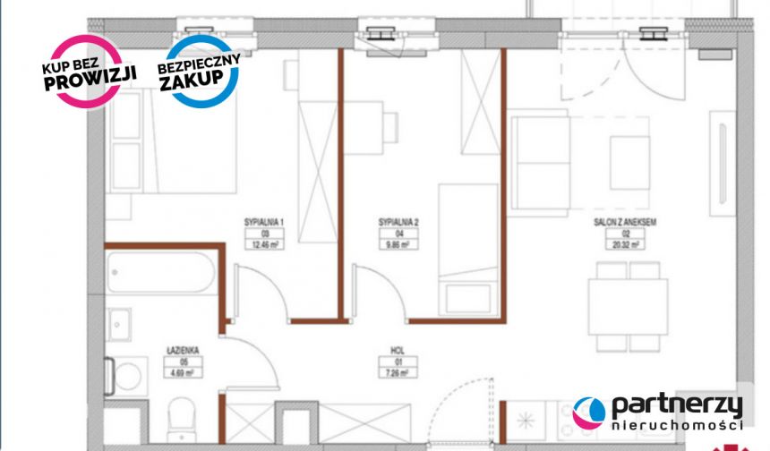 Gdańsk Śródmieście, 1 254 750 zł, 54.44 m2, pietro 7/12 miniaturka 5