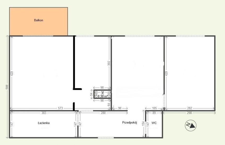 3 pokoje, 61 m2, c.o. i ciepła woda z sieci, 1300 miniaturka 13