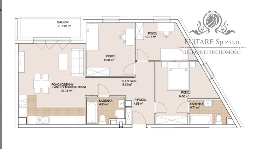 Mieszkanie 4pok,2łazienki,balkon pow. 87,61m2 /Wrocław Szczepin miniaturka 5