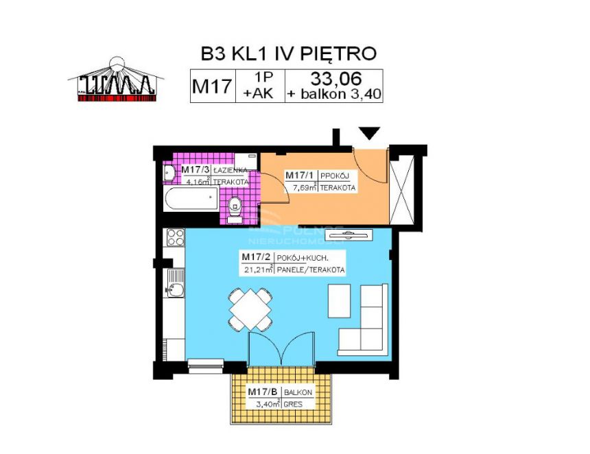 Kielce, 307 458 zł, 33.06 m2, pietro 4 miniaturka 1