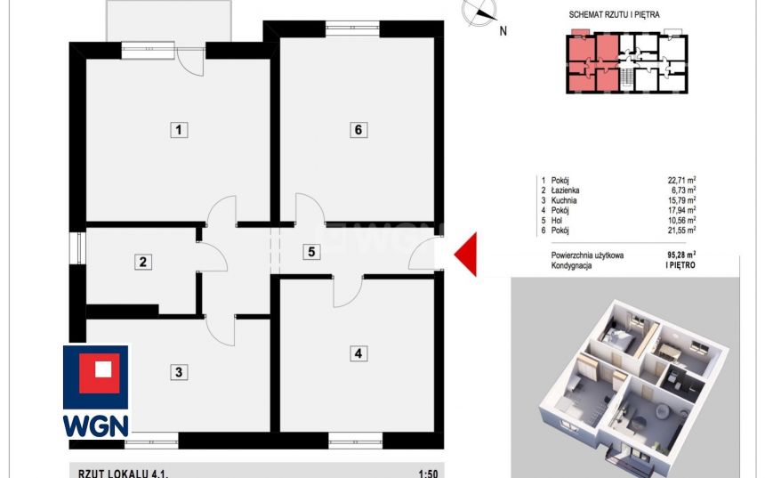 Brodnica, 675 000 zł, 95.28 m2, 3 pokojowe miniaturka 3