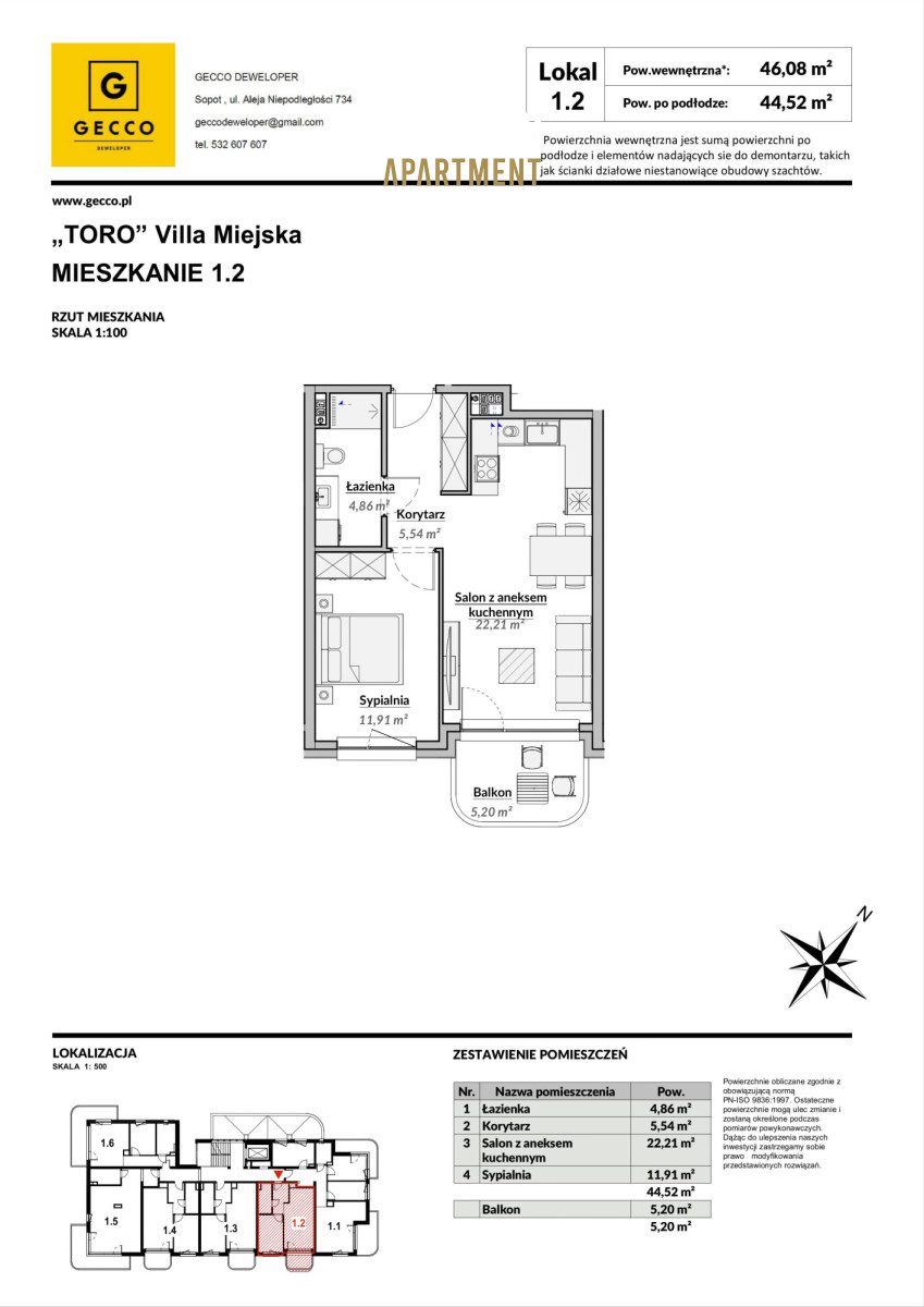 Gdynia Grabówek, 669 800 zł, 46 m2, M2 miniaturka 4