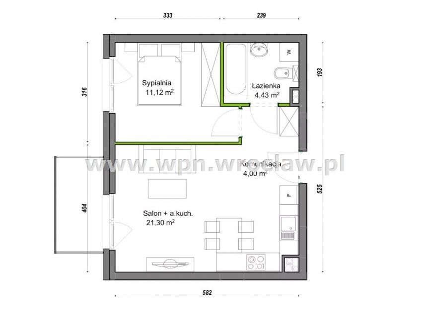 Nowe 2pok mieszkanie+ balkon Ołtaszyn miniaturka 3