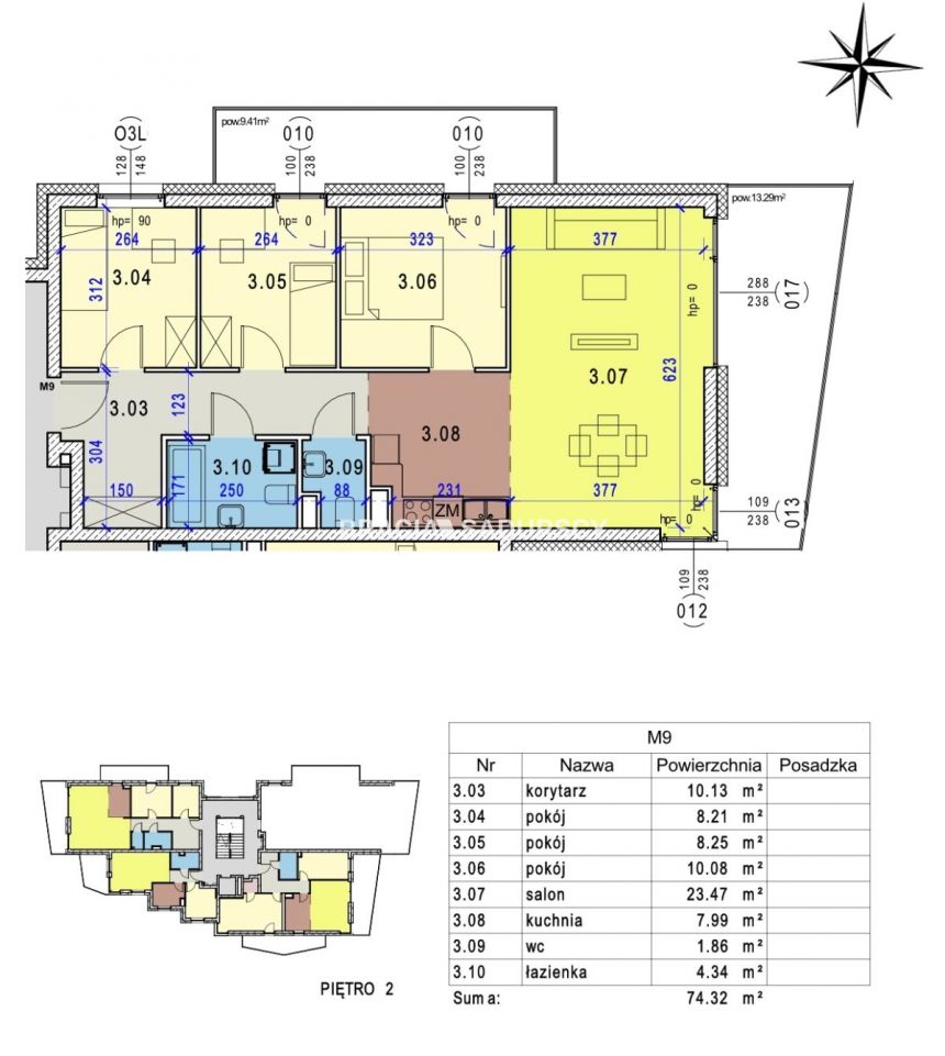 74m2 4pok dwa balkony Prądnik Czerwony miniaturka 7