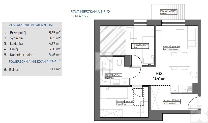 Trzypokojowe 43,41 m2 | oddanie grudzień 2024 miniaturka 2