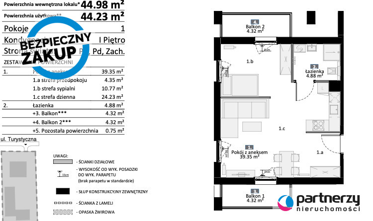 Gdańsk Sobieszewo, 949 000 zł, 44.23 m2, z balkonem miniaturka 19