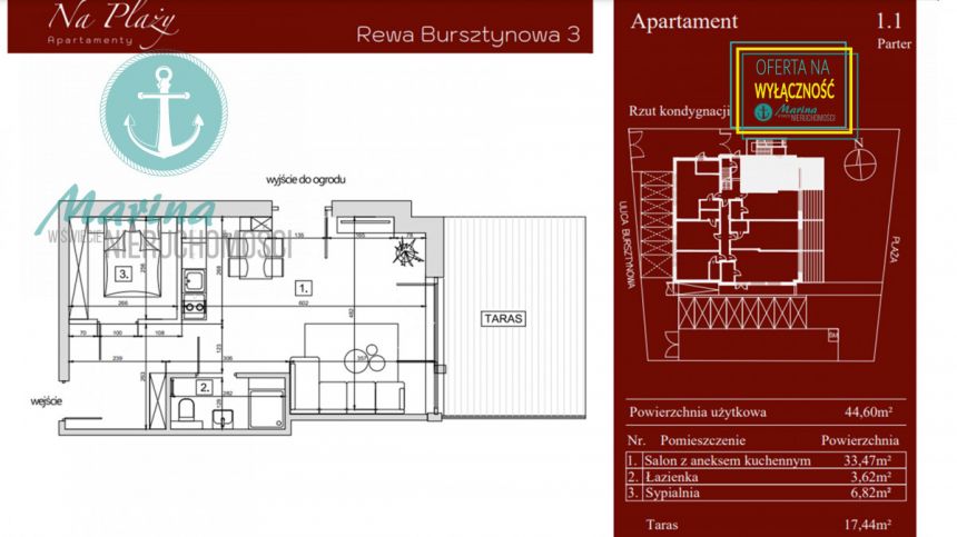 Rewa, 1 115 000 zł, 44.6 m2, 2 pokojowe miniaturka 7