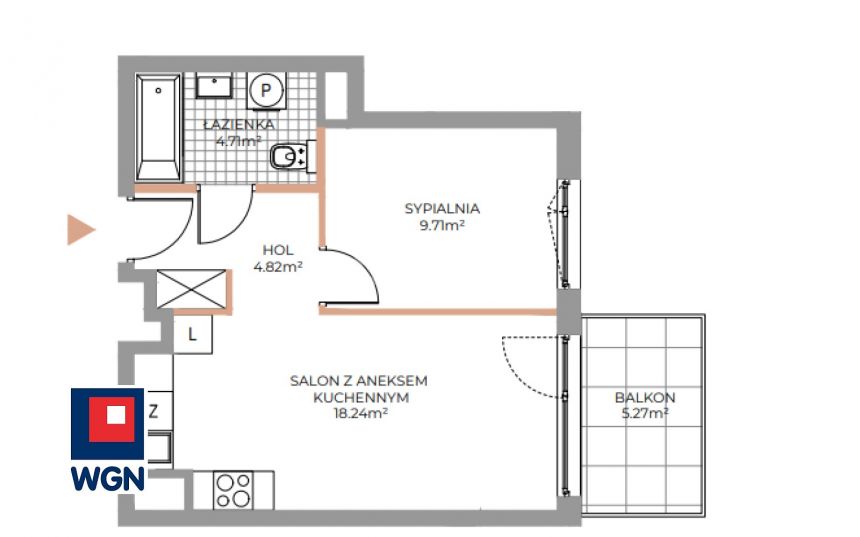 Warszawa Stara Ochota, 3 300 zł, 38.8 m2, aneks kuchenny miniaturka 14