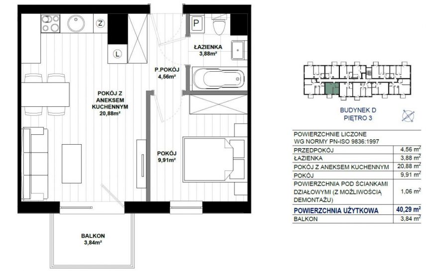 Gdańsk Nowe Ujeścisko, 399 113 zł, 40.29 m2, z balkonem miniaturka 1