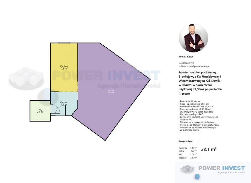 Apartament Dwupoziomowy 3-pokoje w Olkuszu 57,30m2 miniaturka 2