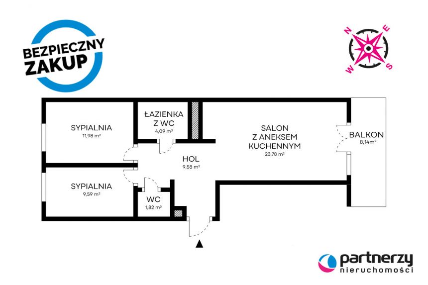 Gdańsk Siedlce, 1 135 000 zł, 62.66 m2, z parkingiem podziemnym miniaturka 18