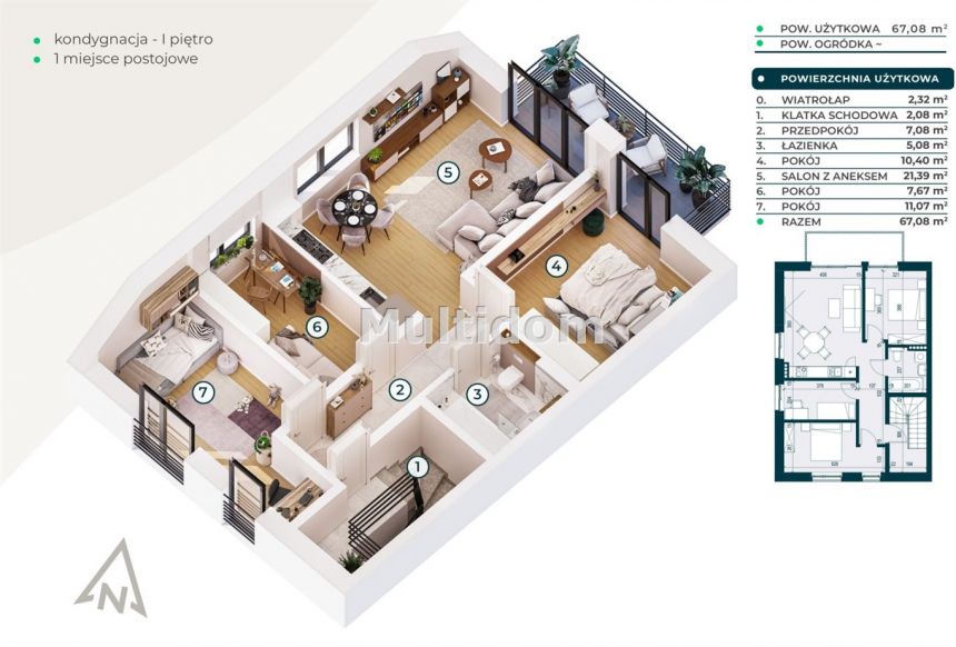 Modlnica, 679 000 zł, 67 m2, z balkonem miniaturka 3