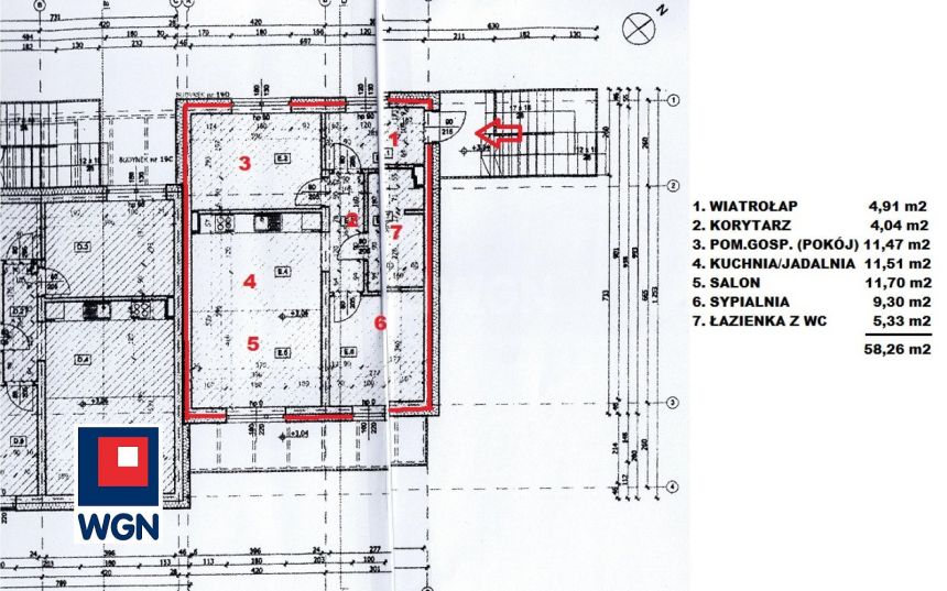 Chrzanów, 550 000 zł, 58.26 m2, kuchnia z oknem miniaturka 3