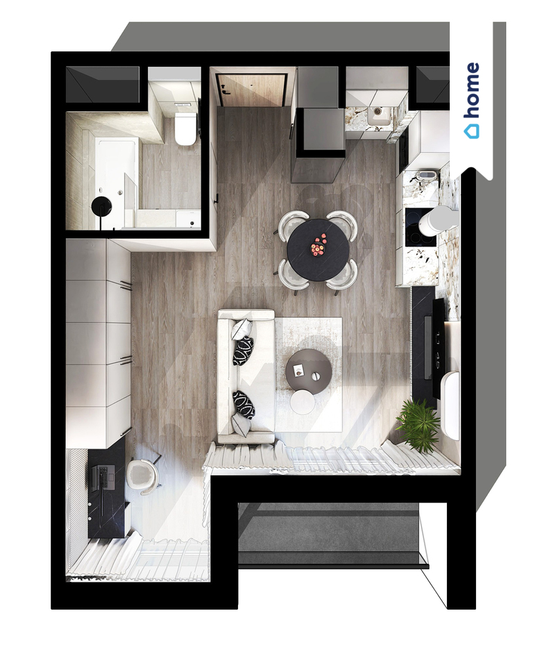 Kompaktowe studio dla singla + projekt wnętrz miniaturka 5