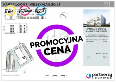 Banino, 271 404 zł, 25.13 m2, z balkonem