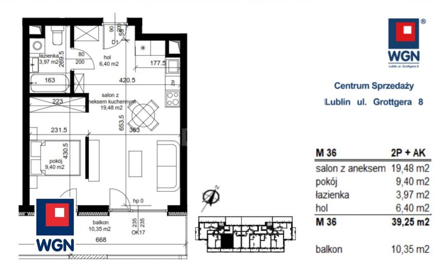 Łęczna, 321 850 zł, 39.25 m2, 2 pokojowe miniaturka 2